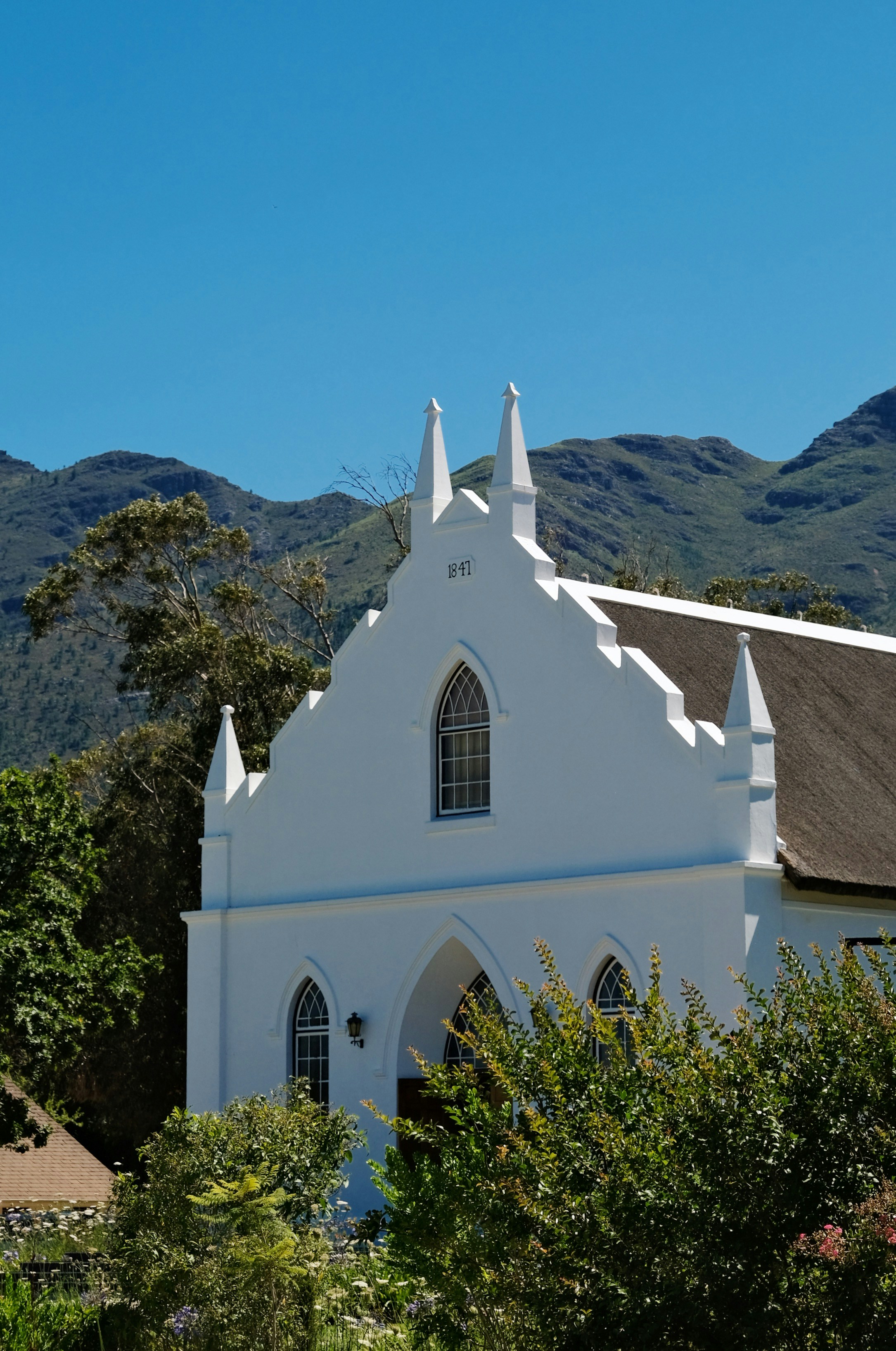 Vineyards and mountains in the Franschhoek Valley, Cape Winelands